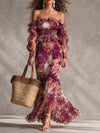 Rosina | Dusty Rose Off-the-Shoulder Floral Maxi Dress
