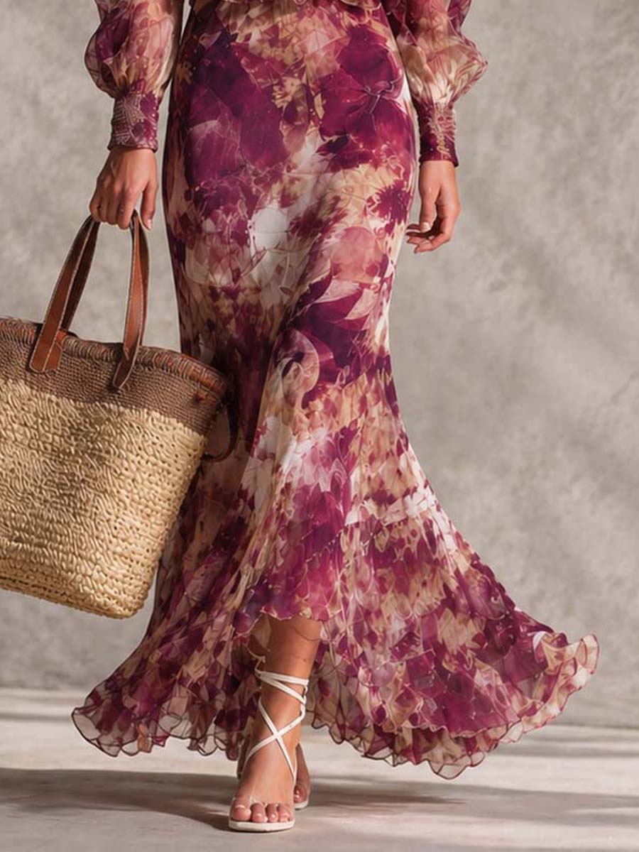 Rosina | Dusty Rose Off-the-Shoulder Floral Maxi Dress