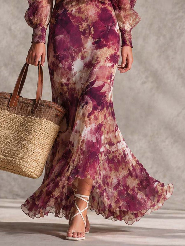 Rosina | Dusty Rose Off-the-Shoulder Floral Maxi Dress