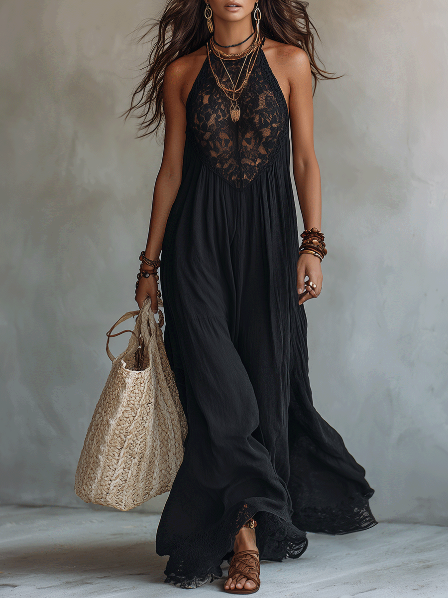 Abito Maxi Elegante Boho Senza Maniche