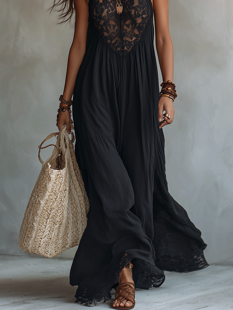 Abito Maxi Elegante Boho Senza Maniche