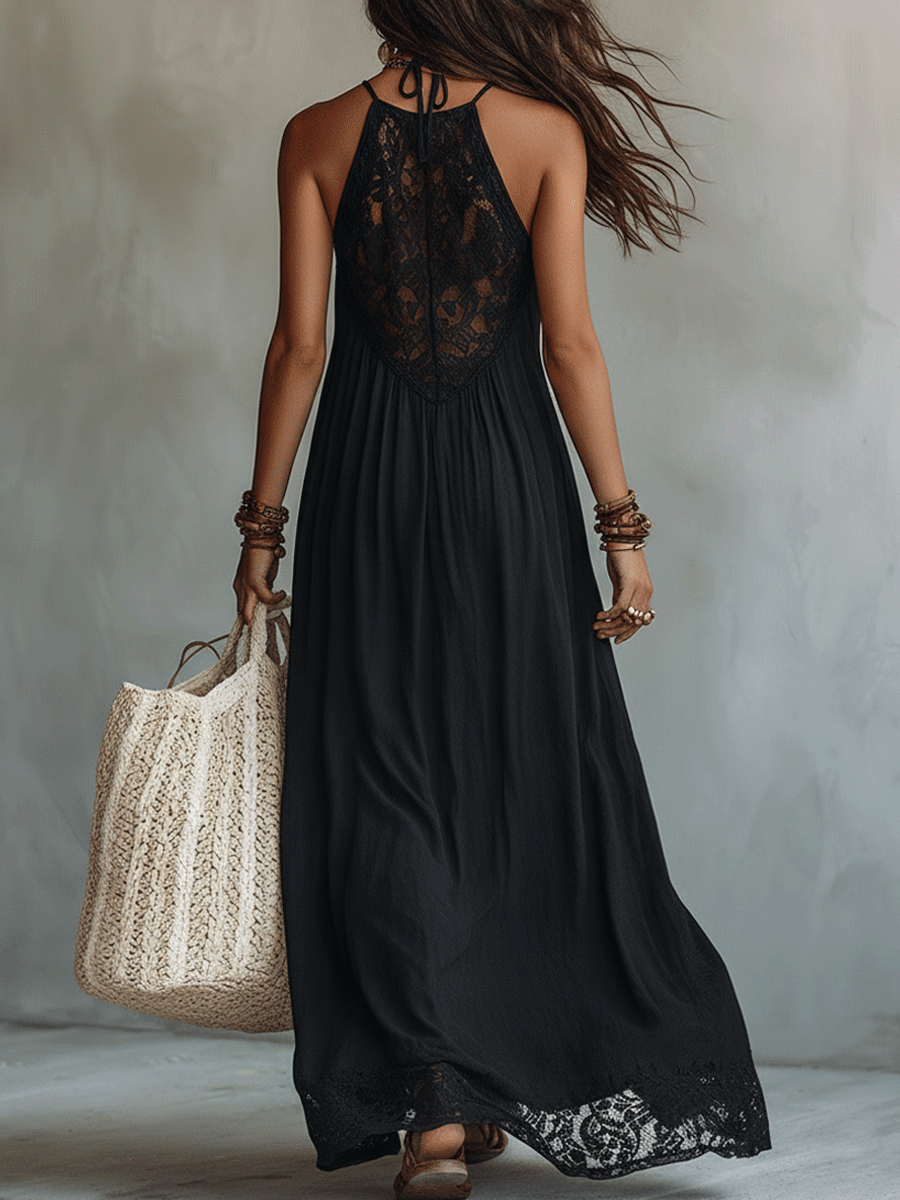 Abito Maxi Elegante Boho Senza Maniche