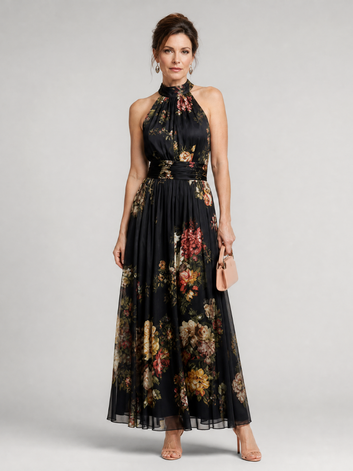 Sior | Abito Midi Floreale con Scollo all’Americana