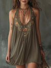 Nicoletta | Gray Floral Tiered Mini Dress