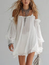 Romina | Flowing Bohemian Off-the-Shoulder Mini Dress