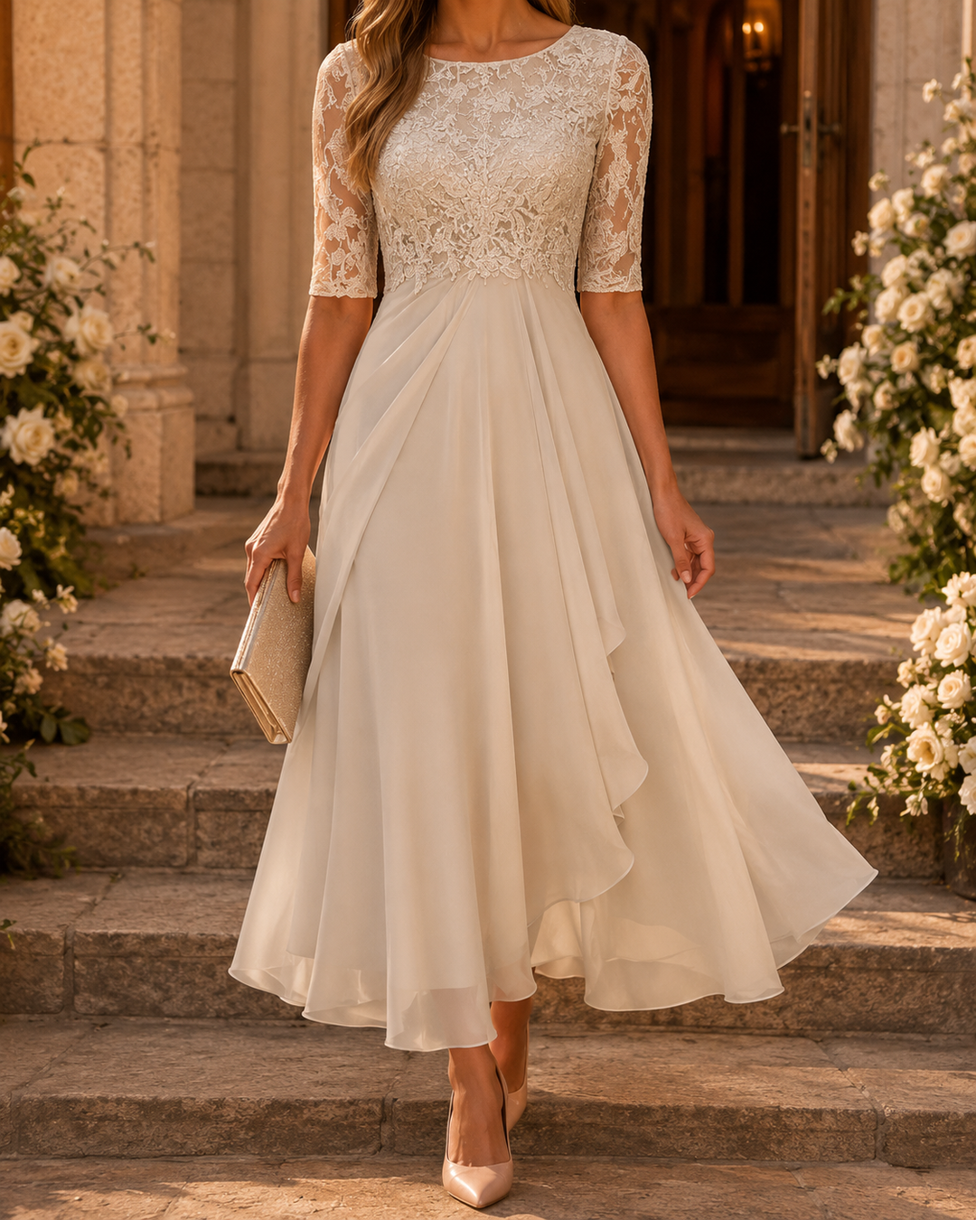 Rose | Abito Midi in Pizzo