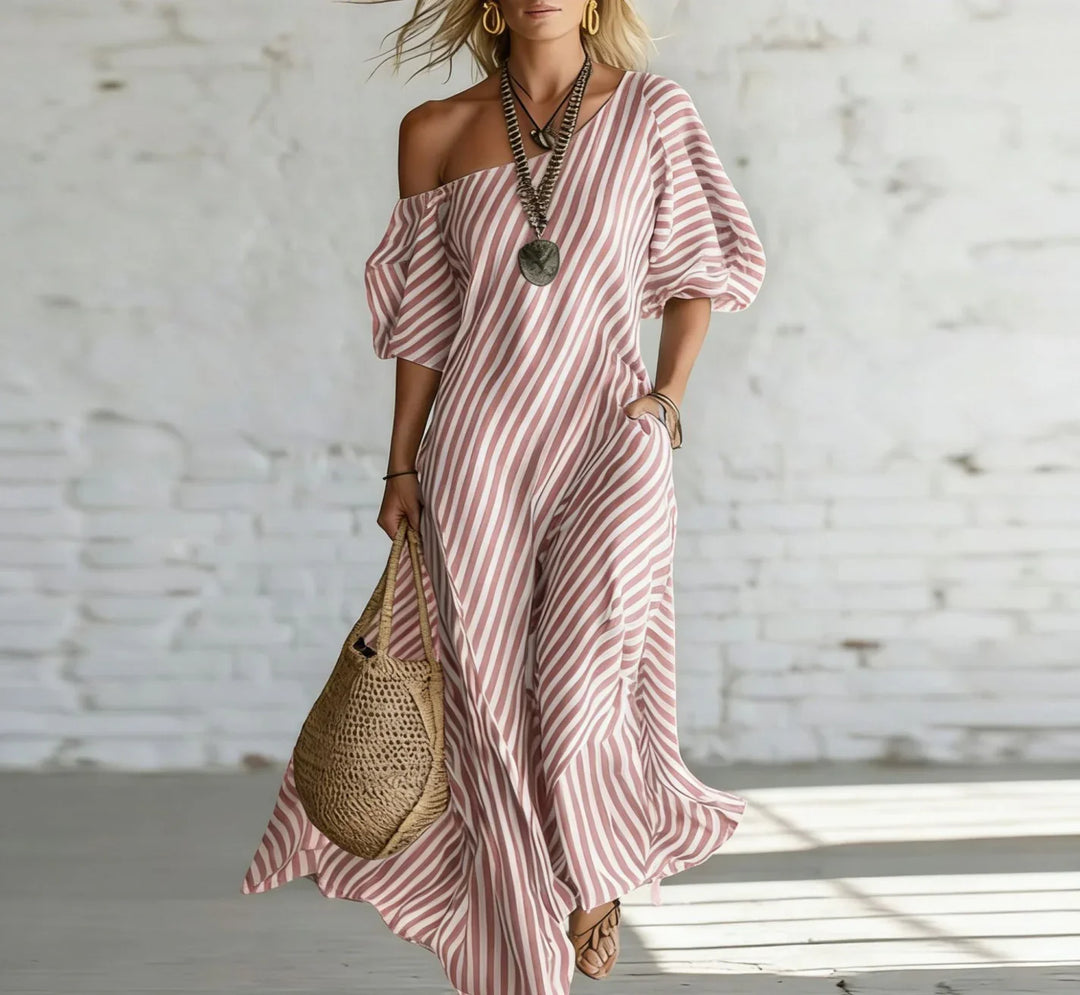Alysha™ | Abito Lungo Monospalla a Righe