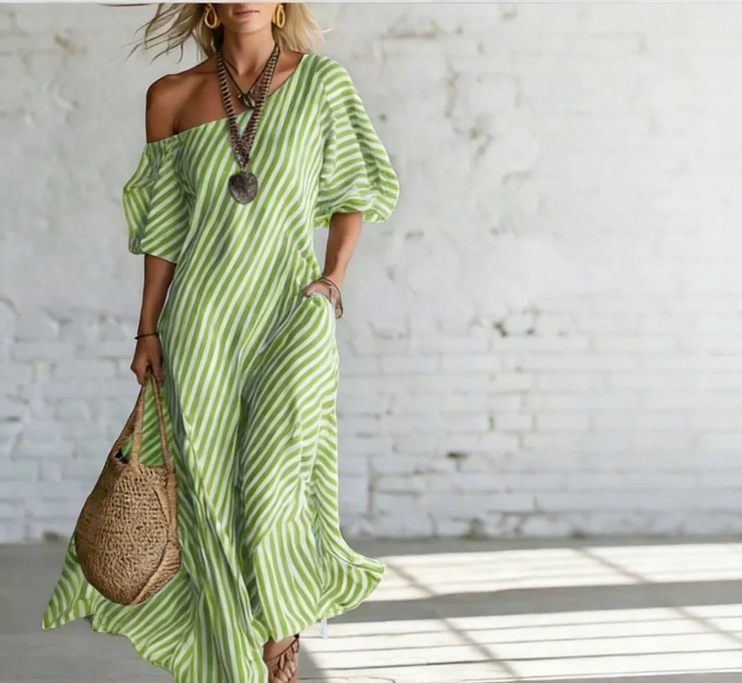Alysha™ | Abito Lungo Monospalla a Righe