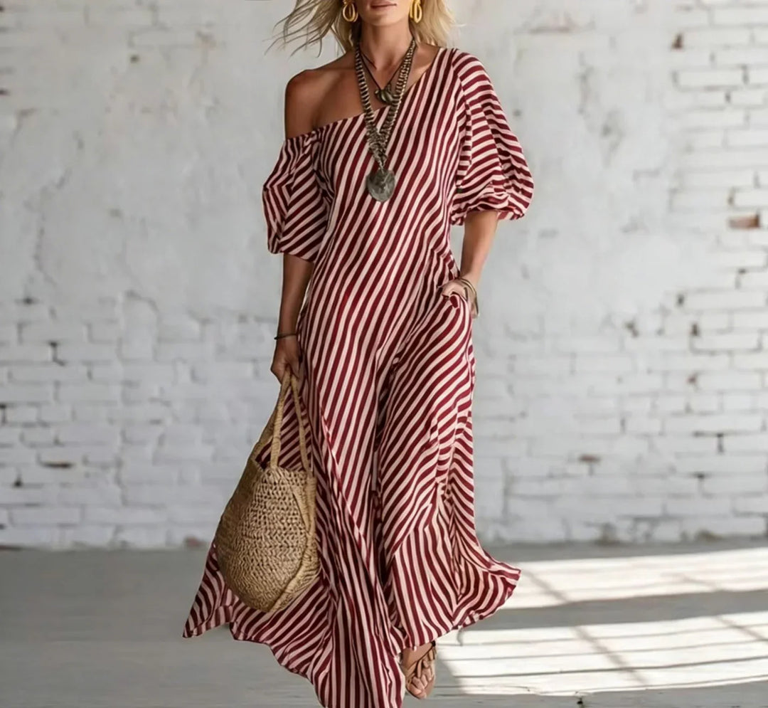 Alysha™ | Abito Lungo Monospalla a Righe