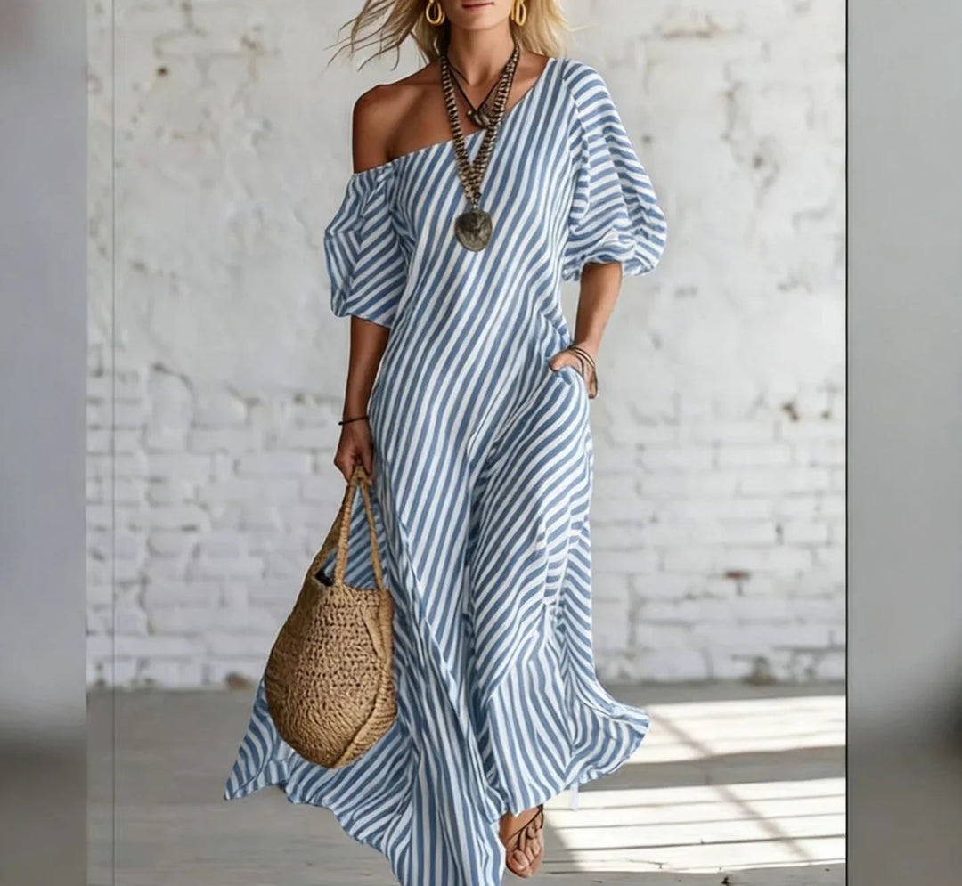 Alysha™ | Abito Lungo Monospalla a Righe