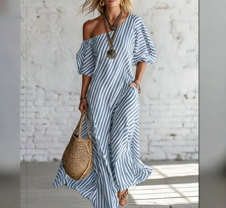 Alysha™ | Abito Lungo Monospalla a Righe