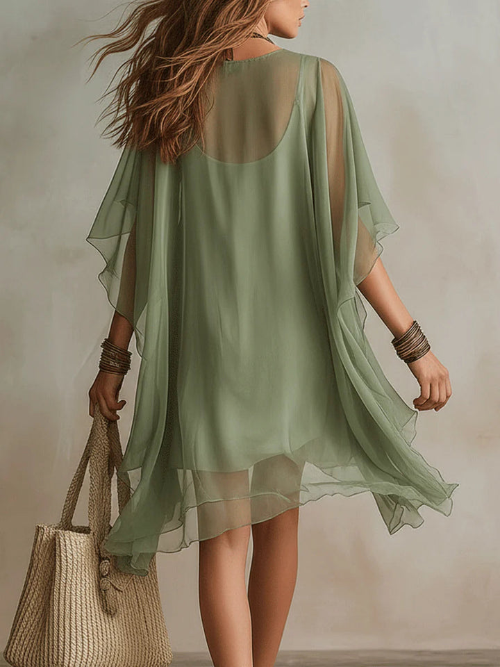 Smeralda | Flowing Tiered V-Neck Mini Dress