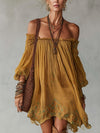 Giunchiglia | Yellow Floral Off-the-Shoulder Mini Dress