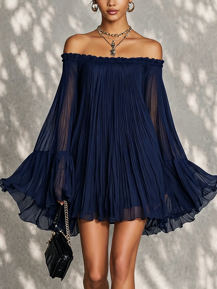 Ondina | Off-the-Shoulder Ruffle Mini Dress with Bell Sleeves