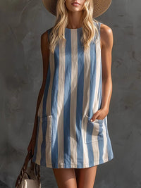 Marta | Sleeveless Striped Crewneck Mini Dress