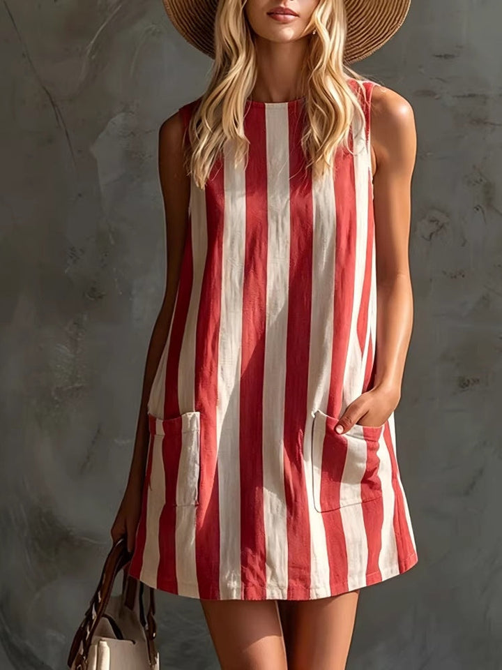Marta | Sleeveless Striped Crewneck Mini Dress