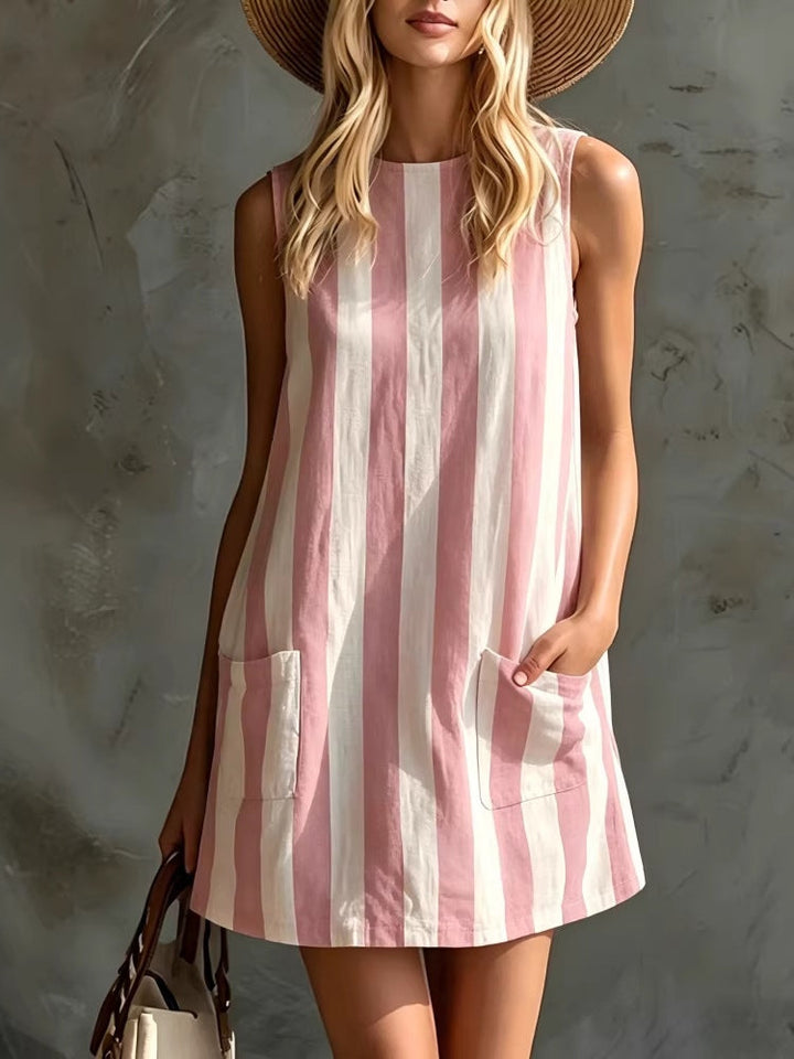 Marta | Sleeveless Striped Crewneck Mini Dress