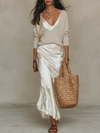 Completo Midi Avorio in Maglia e Raso