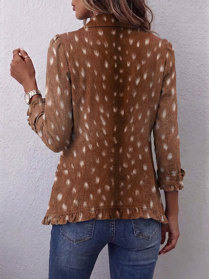 Ninfa | Giacca con Stampa Animalier e Volant