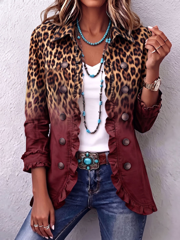 Maura | Blazer Leopardo Sfumato con Volant