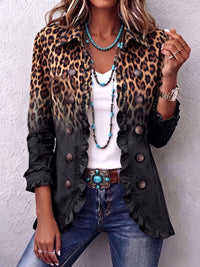 Consolata | Giacca Blazer in Stile Leopardo Nero con Dettagli a Volant