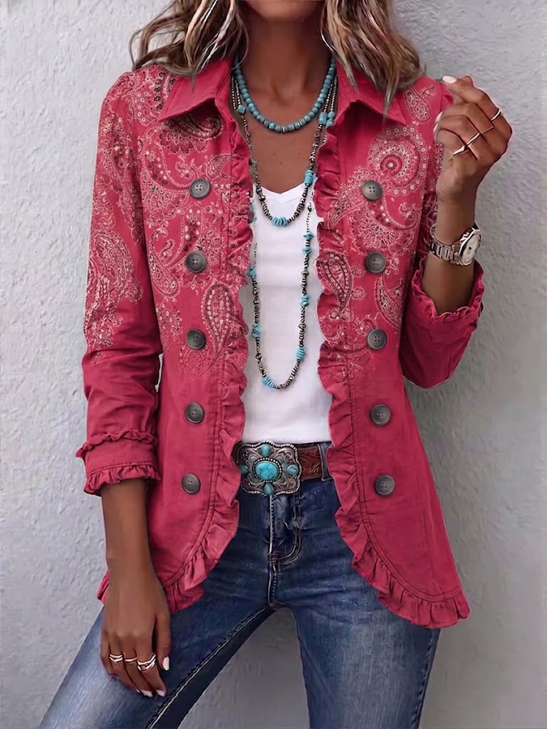 Apollonia | Giacca in Cashmere Rosa con Rouches