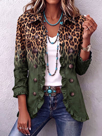 Morena | Blazer Verde Leopardo con Dettagli a Volant