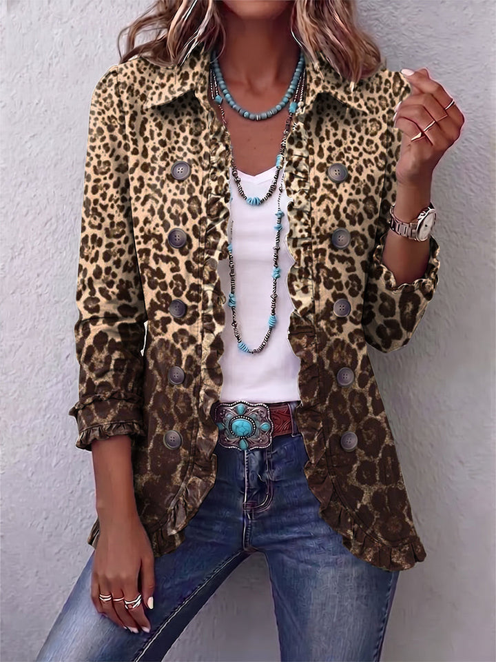 Nazarena | Giacca Leopardo con Rouches